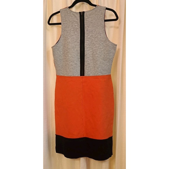 Kenneth Cole New York Orange/Black/Gray Color Block Zip Dress‎ Size L - Picture 5 of 6